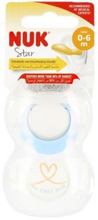 Nuk, Star, smoczek uspokajający, lateksowy, 0-6m, niebieski, 2 szt.