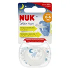 Nuk, Star, smoczek uspokajający, silikonowy, 0-6m, biało-niebieski
