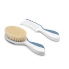 Nuvita, zestaw na ciemieniuchę: szczotka i grzebień, naturalne włosie, powder blue