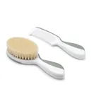 Nuvita, zestaw na ciemieniuchę: szczotka i grzebień, naturalne włosie, sage green