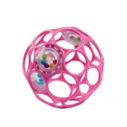 Oball, Piłka z grzechotką, gryzak, różowa, 10 cm, 0m+