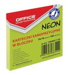 Office, karteczki samoprzylepne, neonowe żółte, 76-76 mm, 100 kartek