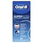 Oral-B, SuperFloss Mint, nić do czyszczenia aparatów ortodontycznych, mostów, 60 cm, 50 szt.