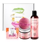 Organique, Calm & Care, zestaw: żel pod prysznic + łagodzące masło do ciała + naturalne mydło + kula do kąpieli