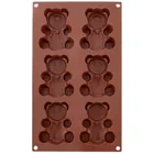 Orion, forma do ciastek muffinek silikonowa, brązowa, misie, 30-17,5-2 cm