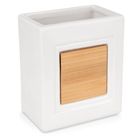 Orion, kubek łazienkowy, dolomitowy, bambusowy, biały