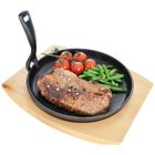 Orion, patelnia żeliwna, talerz żeliwny z deską, 22 cm