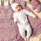 Pajac dziewczęcy, prążkowany, ecru, Nicol