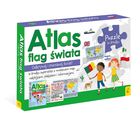 Pakiet: Atlas Flagi Świata + plakat z mapą + puzzle