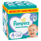 Pampers, Active Baby, pieluchy jednorazowe, rozmiar 4, 9-14 kg, 180 szt.