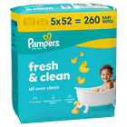 Pampers, Fresh Clean, chusteczki nawilżane dla dzieci, 5-52 szt.