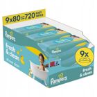 Pampers, Fresh Clean, chusteczki nawilżane dla dzieci, 9-80 szt.