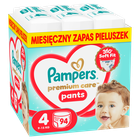 Pampers, Premium Care, pieluchomajtki, rozmiar 4, 9-15kg, 94 szt.