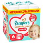 Pampers, Premium Care, pieluchomajtki, rozmiar 6, 13-19kg, 72 szt.