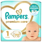 Pampers, Premium Care, pieluchy jednorazowe, rozmiar 1, 2-5 kg, 72 szt.