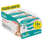 Pampers, Sensitive, chusteczki nawilżane dla dzieci, 12-52 szt.