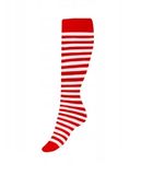 Party Tino, podkolanówki elfa w paski, biało-czerwone