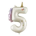 PartyDeco, balon foliowy, cyfra 5, jednorożec, 93 cm, 1 szt.