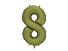 PartyDeco, balon foliowy, cyfra 8, oliwkowy, 86 cm