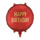 PartyDeco, balon foliowy, pastylka, Happy Birthday, ciemny czerwony, 35-35 cm