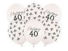 PartyDeco, balony, wzór 40, pastel off-white, 30 cm, 6 szt.