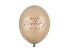 PartyDeco, balony, wzór happy birthday, metallic cold gold, 30 cm, 6 szt.