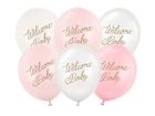 PartyDeco, balony, wzór welcome baby, mix różowy, 30 cm, 50 szt.
