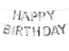 PartyDeco, baner happy birthday, srebrny, 2,2m