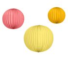 PartyDeco, lampiony papierowe, pomarańcz, róż, żółty, 3 szt.