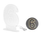 PartyDeco, neon LED, cyfra 6, biały, 50 cm