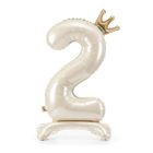PartyDeco, stojący balon foliowy, cyfra 2, jasny krem, 84 cm, 1 szt.