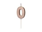 PartyDeco, świeczka urodzinowa, cyfra 0, różowe złoto, 4,5 cm