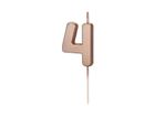 PartyDeco, świeczka urodzinowa, cyfra 4, różowe złoto, 4,5 cm