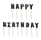 PartyDeco, świeczki urodzinowe, Happy Birthday, czarne, 2.5 cm, 13 szt.