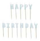 PartyDeco, świeczki urodzinowe, Happy Birthday, jasny błękit, 2,5 cm, 13 szt.