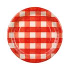PartyDeco, talerzyki papierowe w kratę, 27 cm, 6 szt.