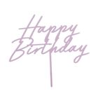 PartyDeco, topper akrylowy na tort, Happy Birthday, fioletowy, 16.5 cm