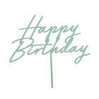 PartyDeco, topper akrylowy na tort, Happy Birthday, zieleń, 16.5 cm