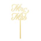 PartyDeco, topper akrylowy na tort, Mr & Mrs, złoty, 16.5 cm