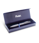 Pentel, eleganckie pióro kulkowe w etui, Energel, srebrne, 0,7 mm