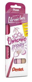 Pentel, pisaki do kaligrafii, zestaw, 4 kolory