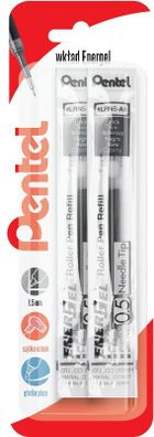 Pentel, wkład do cienkopisów kulkowych, Energel, czarny, 2 szt.