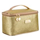 Peterson, kosmetyczka kuferek, brokatowa złota