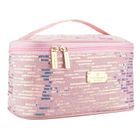Peterson, kosmetyczka kuferek, cekinowa, różowa