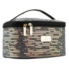 Peterson, kosmetyczka kuferek, cekinowa, szara