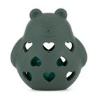 Petite&Mars, Bear Basil, silikonowa zabawka z grzechotką, misty green, 0m+