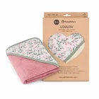 Petite&Mars, Loulou, okrycie kąpielowe bambusowe z kapturkiem, Pink Meadow, 100-100 cm