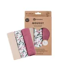 Petite&Mars, Moussy, zestaw pieluszek z muślinu bambusowego, Pink Meadow, 68-68 cm, 3 szt.