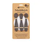 Petite&Mars, Take&Match, zestaw silikonowych łyżeczek do nauki jedzenia, Bitter Cocoa, 6m+, 3 szt.