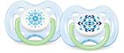 Philips Avent, Sensitive, smoczek uspokajający z nadrukiem, niebieski, 0-6m, 2 szt.